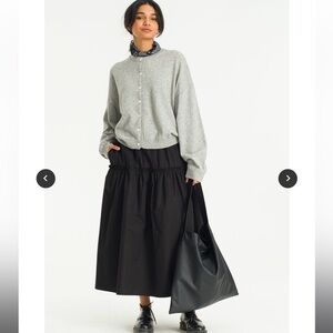 Olive Clothing Black Tiered Cotton Prairie Maxi Skirt A-Line